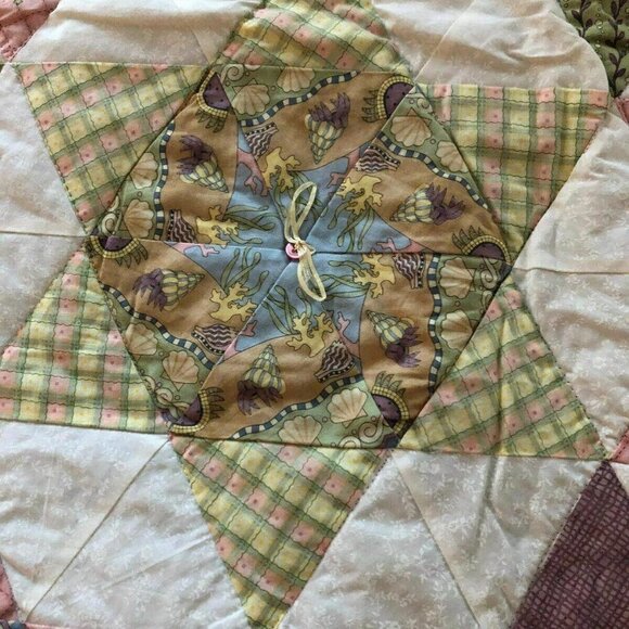 Homemade Quilt 50" x 58" Purple & Green Quilt Quality Cotton #701 - Picture 4 of 5